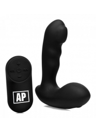 Черный стимулятор простаты Alpha-Pro 7X P-Milker Silicone Prostate Stimulator with Milking Bead - XR Brands - в Дзержинске купить с доставкой