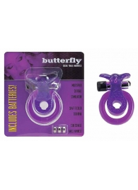 Эрекционное кольцо с вибрацией COCK BALL RING BUTTERFLY JELLY VIBE - Seven Creations - в Дзержинске купить с доставкой