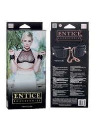 Черные мягкие наручники Entice French Cuffs с цепью - California Exotic Novelties - купить с доставкой в Дзержинске