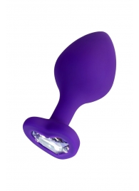 Фиолетовая анальная втулка Diamond Heart с прозрачным кристаллом - 8 см. - ToyFa - купить с доставкой в Дзержинске