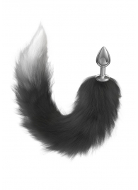 Серебристая анальная пробка с черным хвостом Galaxy - Lola Games - купить с доставкой в Дзержинске