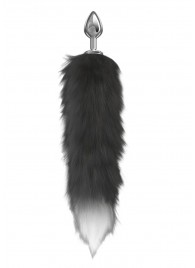 Серебристая анальная пробка с черным хвостом Starlit - Lola Games - купить с доставкой в Дзержинске