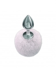 Серебристая анальная пробка с белым пушистым хвостиком Twinkle - Lola Games - купить с доставкой в Дзержинске