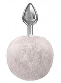 Серебристая анальная пробка с белым пушистым хвостиком Twinkle - Lola Games - купить с доставкой в Дзержинске