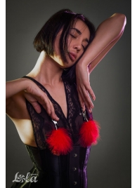 Зажимы на соски с красным пухом Euphoric - Lola Games - купить с доставкой в Дзержинске