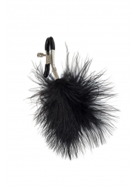 Зажимы на соски с черным пухом Euphoric - Lola Games - купить с доставкой в Дзержинске