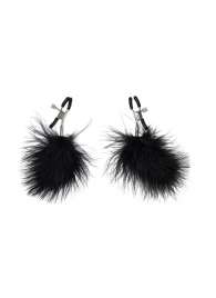 Зажимы на соски с черным пухом Euphoric - Lola Games - купить с доставкой в Дзержинске