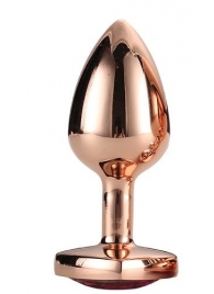 Золотистая анальная втулка с кристаллом-сердечком розового цвета - 7,1 см. - Dream Toys - купить с доставкой в Дзержинске