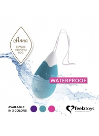 Бирюзовое виброяйцо на радиоуправлении Anna Vibrating Egg Remote - FeelzToys