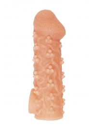 Телесная закрытая насадка с пучками шишечек Cock Sleeve Size S - 13,8 см. - KOKOS - в Дзержинске купить с доставкой