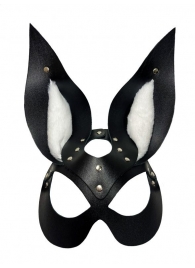 Черная маска зайки с белым мехом на ушках Miss Bunny - БДСМ Арсенал - купить с доставкой в Дзержинске