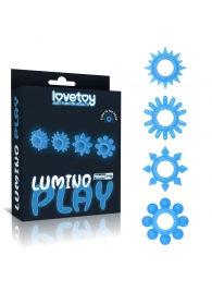 Набор из 4 голубых, светящихся в темноте эрекционных колец Lumino Play - Lovetoy - в Дзержинске купить с доставкой