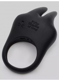 Черное эрекционное виброкольцо Sensation Rechargeable Vibrating Rabbit Love Ring - Fifty Shades of Grey - в Дзержинске купить с доставкой