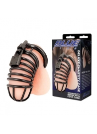 Черная металлическая клетка с замком Deluxe Chastity Cage - BlueLine - купить с доставкой в Дзержинске