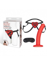 Красный поясной фаллоимитатор Red Heart Strap on Harness   5in Dildo Set - 12,25 см. - Lux Fetish - купить с доставкой в Дзержинске