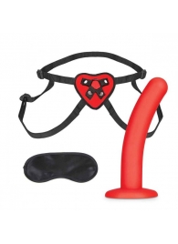 Красный поясной фаллоимитатор Red Heart Strap on Harness   5in Dildo Set - 12,25 см. - Lux Fetish - купить с доставкой в Дзержинске