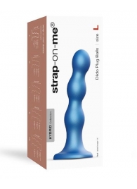 Голубая насадка Strap-On-Me Dildo Plug Balls size L - Strap-on-me - купить с доставкой в Дзержинске