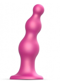 Розовая насадка Strap-On-Me Dildo Plug Beads size L - Strap-on-me - купить с доставкой в Дзержинске