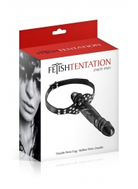 Черный кляп-фаллоимитатор Double Penis Gag - Fetish Tentation - купить с доставкой в Дзержинске