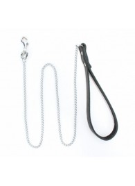 Металлический поводок с кожаной ручкой - БДСМ Арсенал - купить с доставкой в Дзержинске