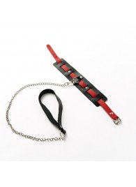 Черный ошейник с красным ремешком и поводком - Crazy Handmade - купить с доставкой в Дзержинске