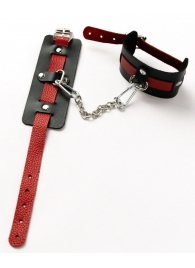 Черные оковы с красным декором и заклепками - Crazy Handmade - купить с доставкой в Дзержинске