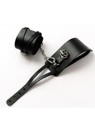 Черные кожаные оковы с креплением в виде веревочек - Crazy Handmade - купить с доставкой в Дзержинске