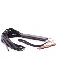 Черная кожаная плеть с удобной ручкой - 50 см. - Crazy Handmade - купить с доставкой в Дзержинске