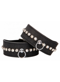 Черные наручники Diamond Studded Wrist Cuffs - Shots Media BV - купить с доставкой в Дзержинске