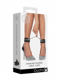 Черные поножи Diamond Studded Ankle Cuffs - Shots Media BV - купить с доставкой в Дзержинске