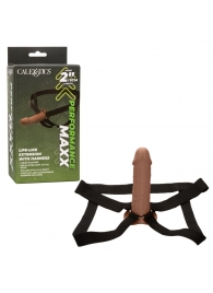 Коричневый фаллопротез Life-Like Extension with Harness - 17,75 см. - California Exotic Novelties - купить с доставкой в Дзержинске