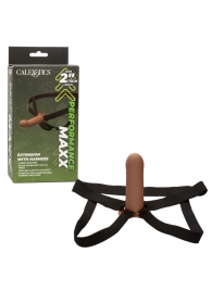 Коричневый фаллопротез из силикона Extension with Harness - 15,75 см. - California Exotic Novelties - купить с доставкой в Дзержинске