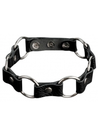 Кожаный черный ошейник с кольцами - Sitabella - купить с доставкой в Дзержинске