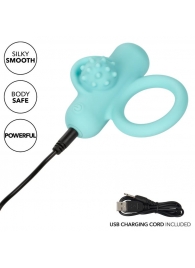 Аквамариновое эрекционное виброкольцо Silicone Rechargeable Nubby Lover’s Delight - California Exotic Novelties - в Дзержинске купить с доставкой