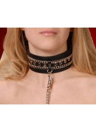 Чёрный ошейник с цепочками и поводком - Sitabella - купить с доставкой в Дзержинске