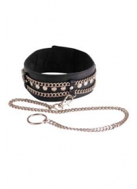 Чёрный ошейник с цепочками и поводком - Sitabella - купить с доставкой в Дзержинске