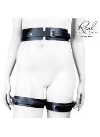 Черный кожаный пояс с гартерами - S-M - Notabu - купить с доставкой в Дзержинске