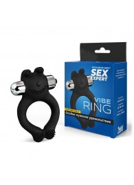 Черное силиконовое эрекционное виброкольцо Sex Expert - Sex Expert - в Дзержинске купить с доставкой
