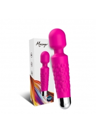 Ярко-розовый wand-вибратор с рельефной ручкой - 20 см. - Silicone Toys