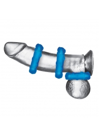 Комплект из трех голубых эрекционных колец 3-Pack Ribbed Rider Cock Ring Set - BlueLine - в Дзержинске купить с доставкой