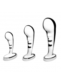 Набор из 3 стальных стимуляторов простаты Stainless Steel P-spot Training Set - b-Vibe - в Дзержинске купить с доставкой