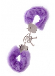 Фиолетовые меховые наручники METAL HANDCUFF WITH PLUSH LAVENDER - Dream Toys - купить с доставкой в Дзержинске