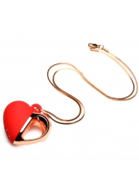 Красное ожерелье с подвеской-вибратором 10X Vibrating Silicone Heart Necklace - XR Brands