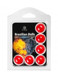 Набор из 6 шариков с массажным маслом Brazilian Balls с охлаждающим и разогревающим эффектом - Secret Play - купить с доставкой в Дзержинске