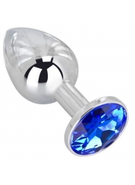 Анальное украшение BUTT PLUG  Small с синим кристаллом - 7 см. - Anal Jewelry Plug - купить с доставкой в Дзержинске