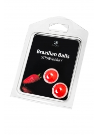 Набор из 2 шариков с массажным маслом Brazilian Balls с ароматом клубники - Secret Play - купить с доставкой в Дзержинске