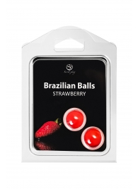 Набор из 2 шариков с массажным маслом Brazilian Balls с ароматом клубники - Secret Play - купить с доставкой в Дзержинске