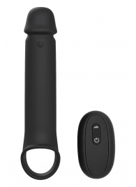 Черная насадка-удлинитель с вибрацией Vibrating Extender With Remote - Dream Toys - в Дзержинске купить с доставкой