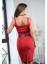 Черно-серебристая портупея-юбка plus size с цепочками - БДСМ Арсенал - купить с доставкой в Дзержинске