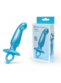 Голубая анальная пробка для массажа простаты Hither Silicone Prostate Plug - 14,3 см. - b-Vibe - в Дзержинске купить с доставкой